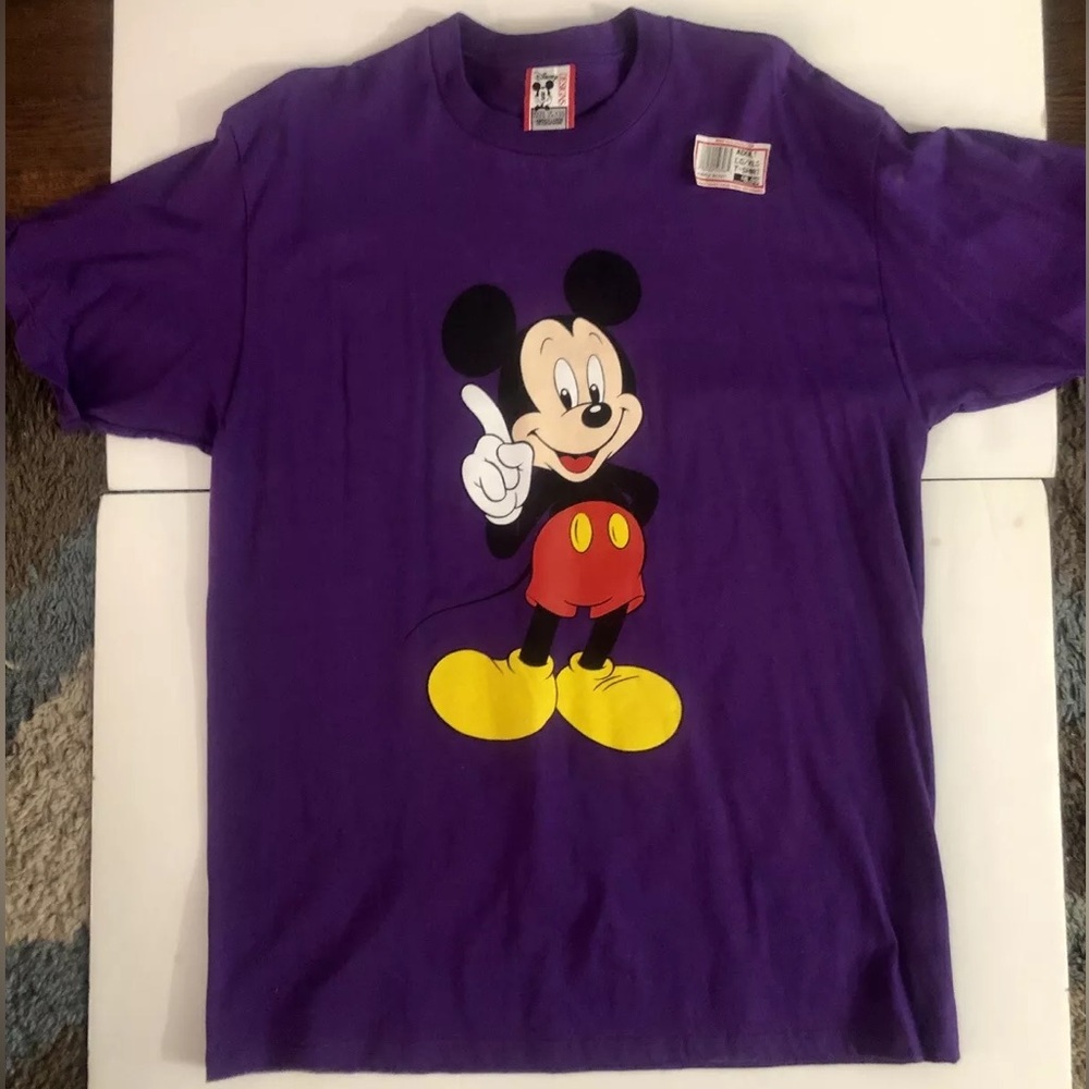 Vintage Disney Designs Purple Mickey Cotton Shirt Size Large/XL With Tag